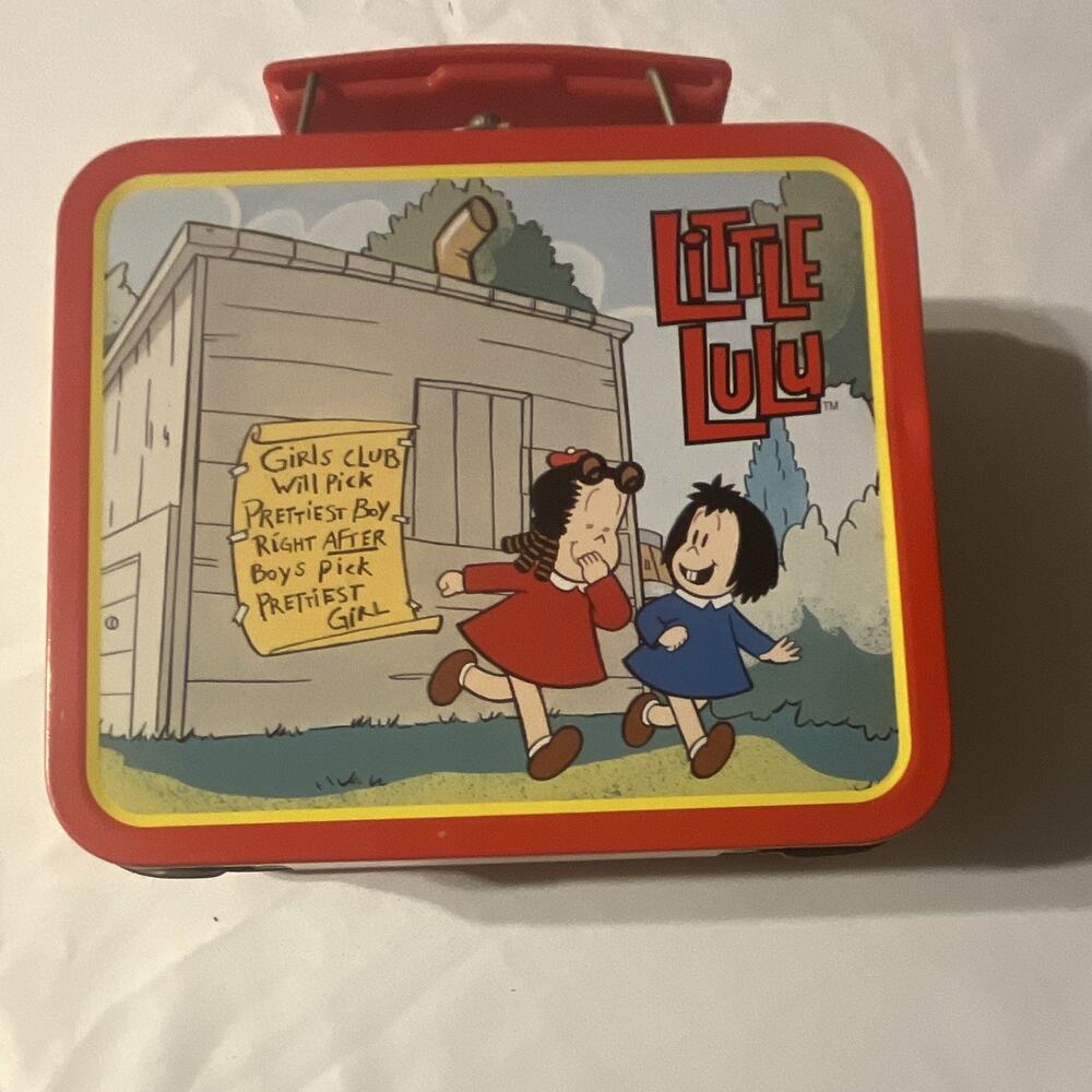 Little Lulu Mini Metal Lunchbox Red & Yellow w/ Lulu Tubby Mrs. Moppet Mr Moppet